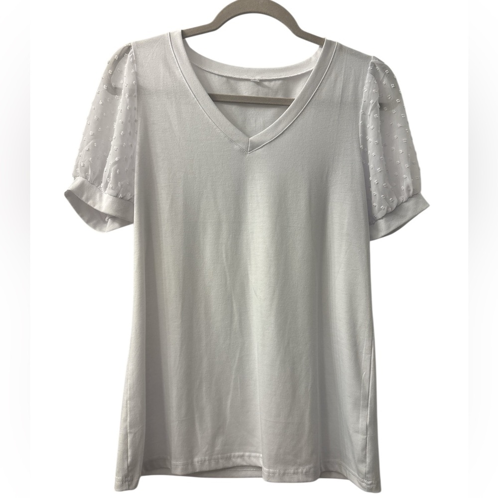 Elegant White V-Neck Women's Top